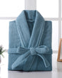 Cotton Terry Bathrobe  Aqua Green Plush Spa Robe - Product showcase