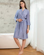 Bamboo Fiber Bathrobe  Soft Blue Waffle Texture - Product showcase