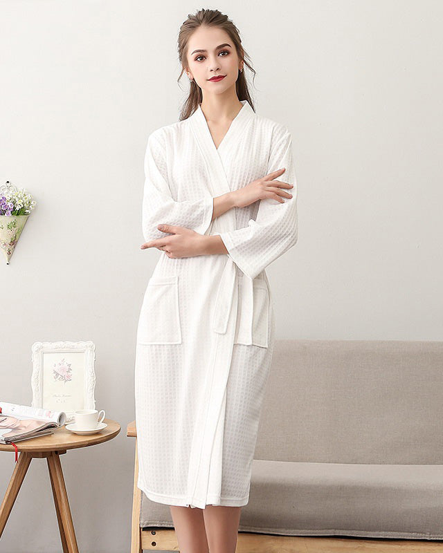 Waffle Spa Bath Robe  100 Cotton Honeycomb Texture - Product showcase