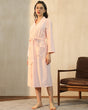 Bamboo Waffle Bathrobe  Soft Pink Long Length Robe - Product showcase