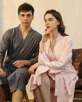 Bamboo Waffle Bathrobe  Soft Pink Long Length Robe - Product example