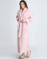 Plush Fleece Bathrobe  Full Length Pink Womens Loungewear - Product showcase