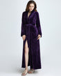 Plush Long Bathrobe  Full Length Velvet Robe in Royal Purple - Product showcase