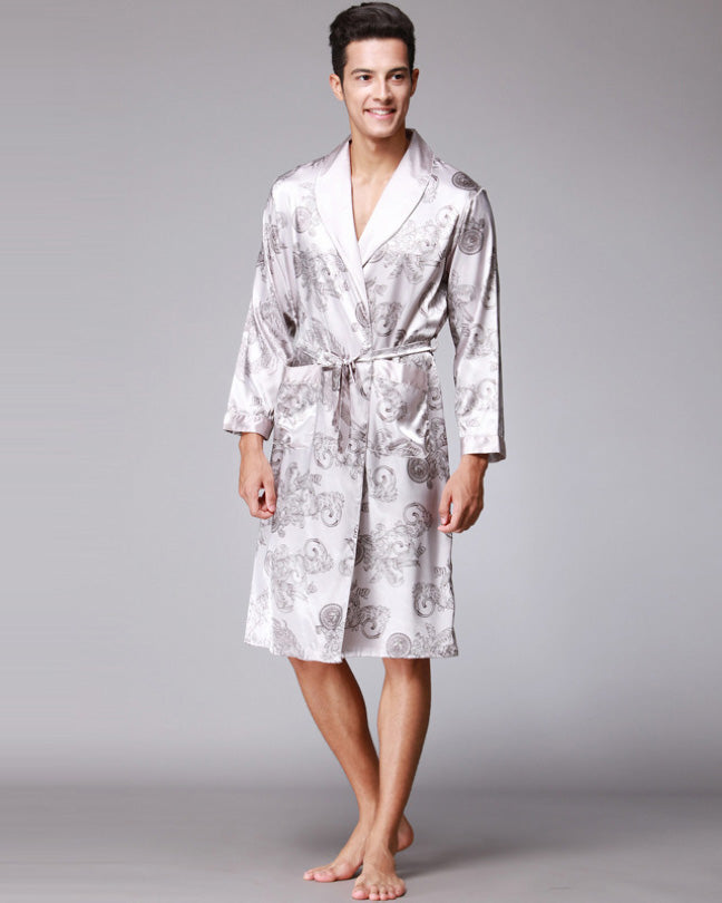 Luxury Silk Robe  Paisley Print Satin Kimono - Product showcase