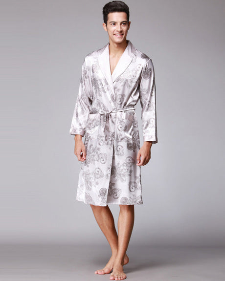 Luxury Silk Robe  Paisley Print Satin Kimono - Product showcase