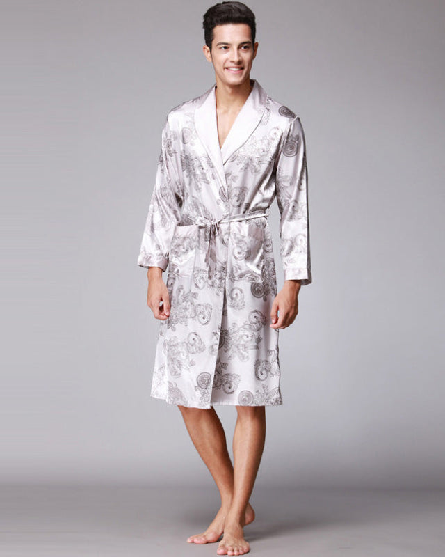 Luxury Silk Robe  Paisley Print Satin Kimono - Product showcase