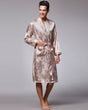 Luxury Silk Robe For Men  Paisley Pattern Satin Kimono - Product showcase