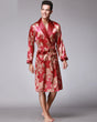 Luxury Satin Robe  Gold Paisley Pattern On Red - Product showcase