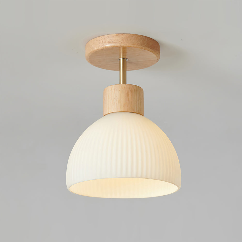 Scandinavian Ceiling Light  Wood and Glass Dome Design - Product detail 20