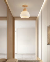 Scandinavian Ceiling Light  Wood and Glass Dome Design - Product detail 10