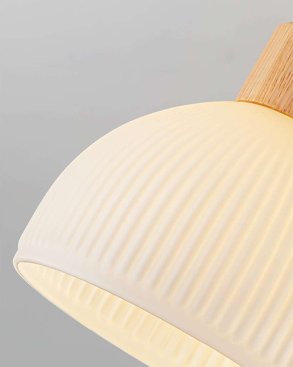 Scandinavian Ceiling Light  Wood and Glass Dome Design - Product detail 5