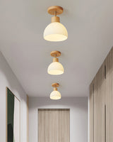 Scandinavian Ceiling Light  Wood and Glass Dome Design - Product detail 14