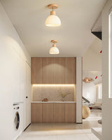 Scandinavian Ceiling Light  Wood and Glass Dome Design - Product detail 7