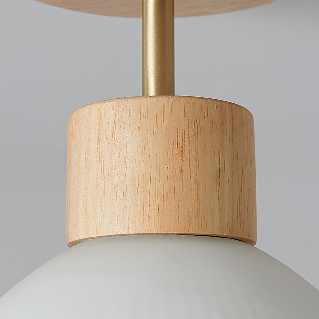 Scandinavian Ceiling Light  Wood and Glass Dome Design - Product detail 4