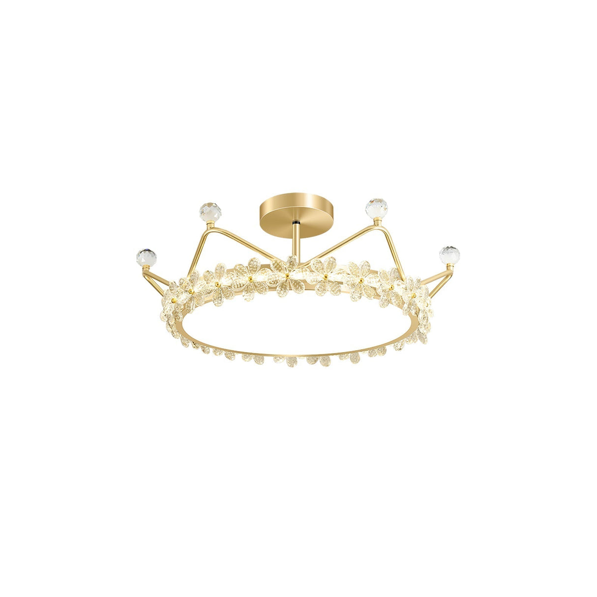Crown Crystal Ceiling Light  Floral Petal Design Gold Finish - Product detail 20
