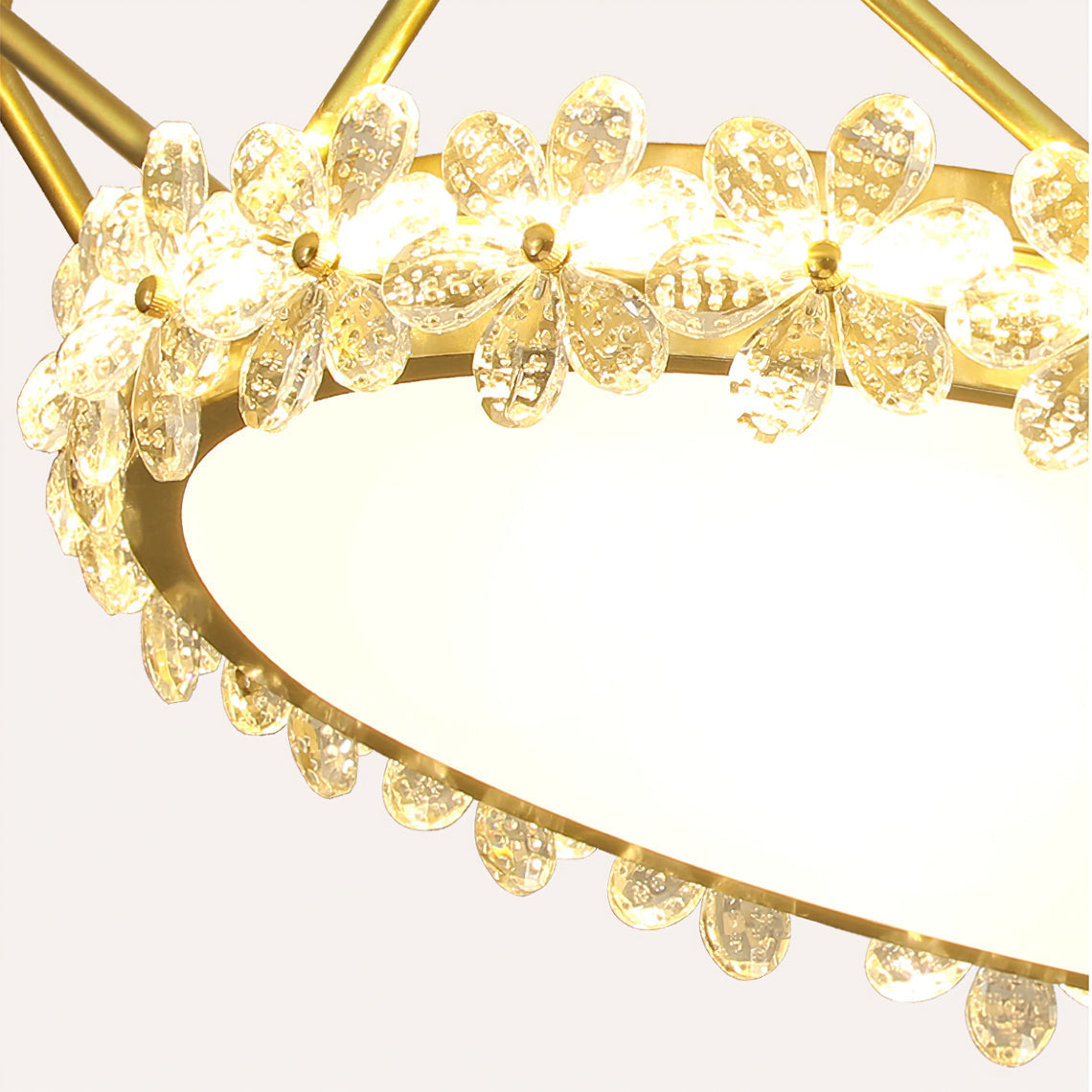Crown Crystal Ceiling Light  Floral Petal Design Gold Finish - Product detail 4