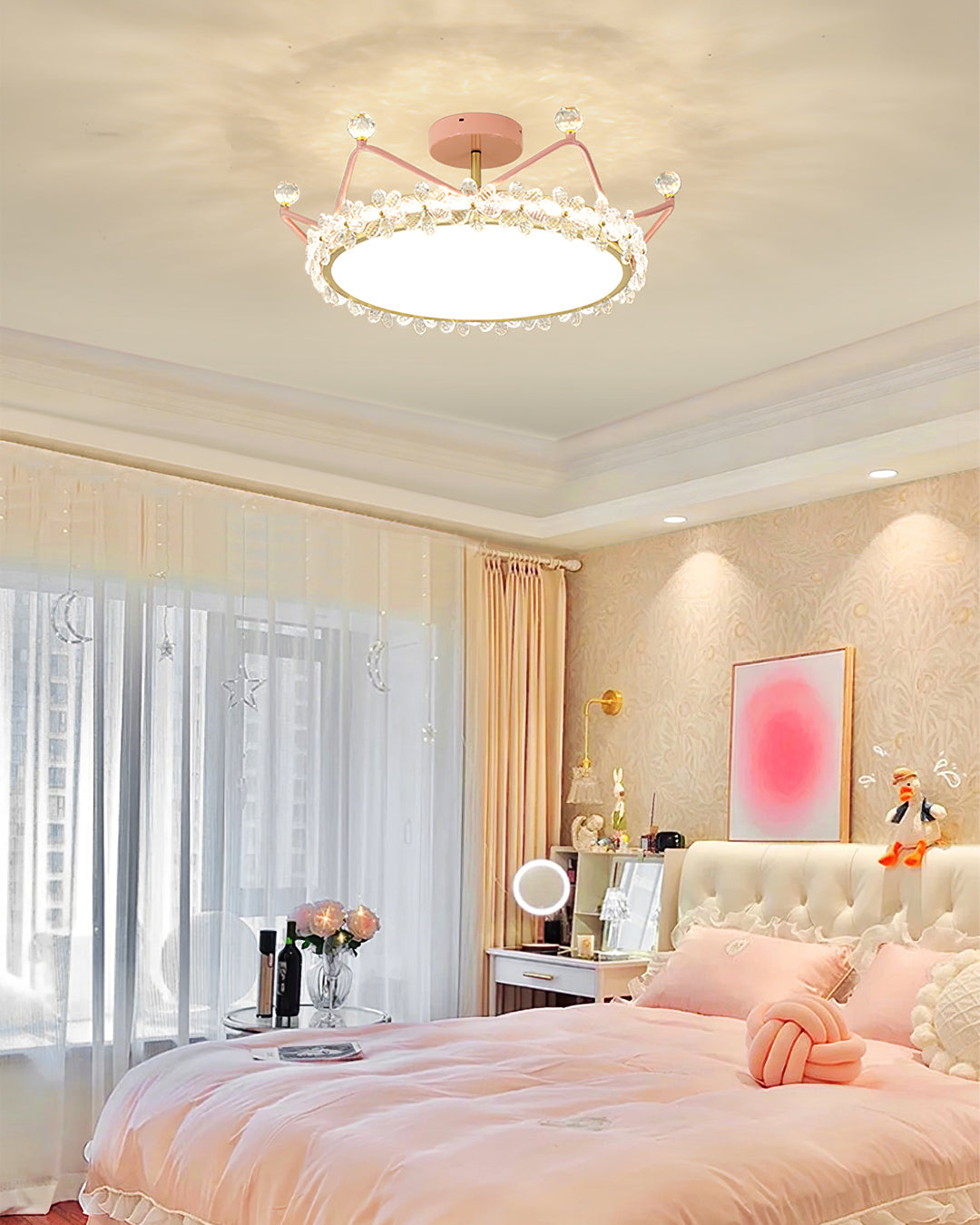 Crown Crystal Ceiling Light  Floral Petal Design Gold Finish - Product detail 7