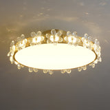 Crystal Petal Ceiling Light  Brass Frame With Faceted Accents - Detailed view