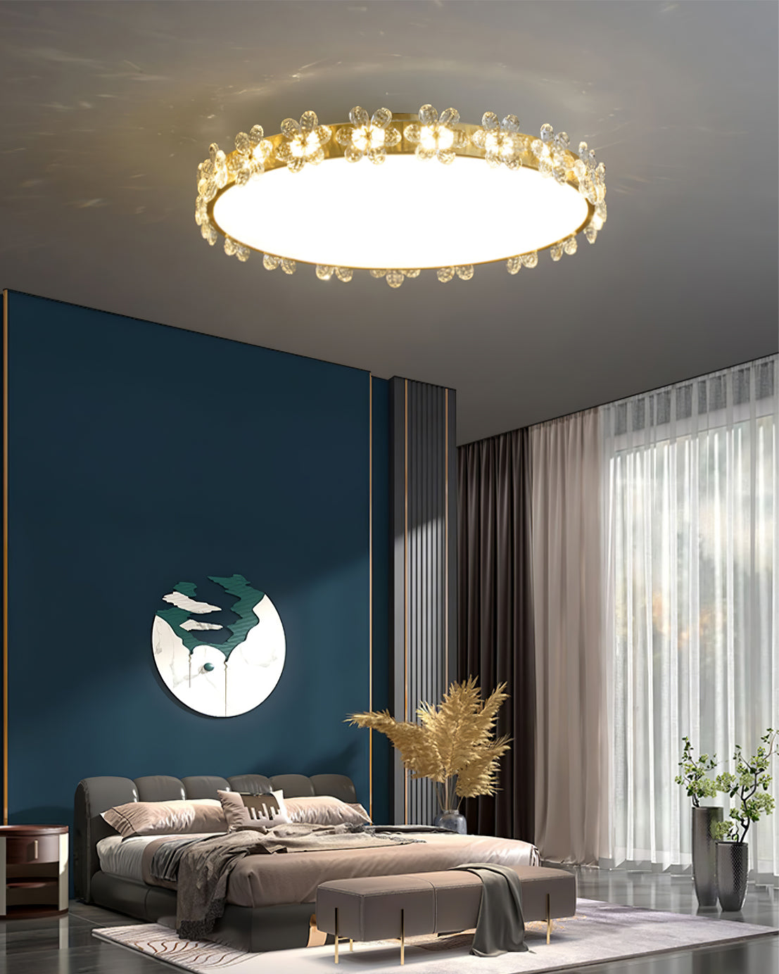 Crystal Petal Ceiling Light  Brass Frame With Faceted Accents - Product detail 6
