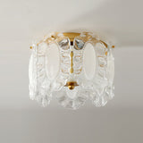 Floral Glass Ceiling Light  Pearl Trimmed Crystal Petals - Product detail 8