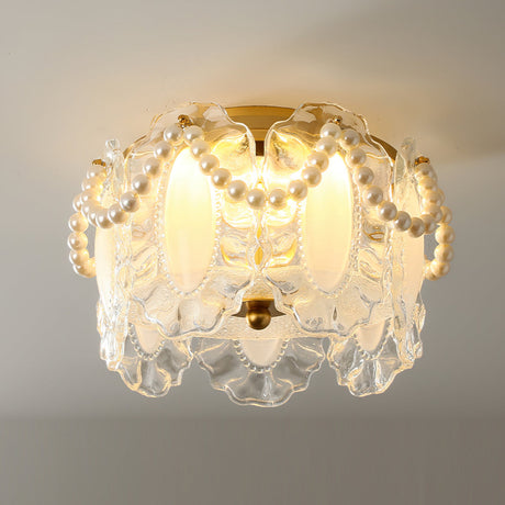 Floral Glass Ceiling Light  Pearl Trimmed Crystal Petals - Product detail 11