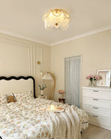 Floral Glass Ceiling Light  Pearl Trimmed Crystal Petals - Product detail 5