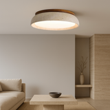 Travertine Ceiling Light  Natural Stone Wood Accent Design - Product example