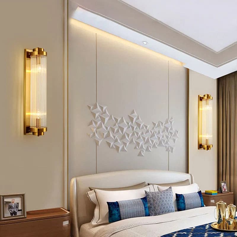 Art Deco Wall Light  Ribbed Glass Gold Finish - Product example