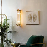 Art Deco Wall Light  Ribbed Glass Gold Finish - Detailed view