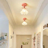 Modern Floral Ceiling Light  Yellow Metal Base with Glass Shade - Product detail 4
