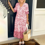 Floral Maxi Dress  Blue and White V-Neck Pattern - Product detail 7