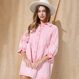Vintage Denim Shirt Dress  Lantern Sleeve Summer Style - Product detail 7
