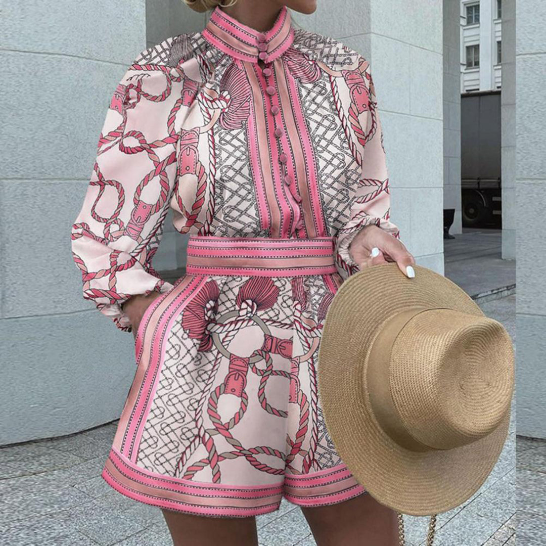 Vintage Floral Romper  Paisley Print High Neck Design - Product detail 8