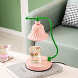 Floral Glass Table Lamp  Pink Bell Shade Design - Product detail 13
