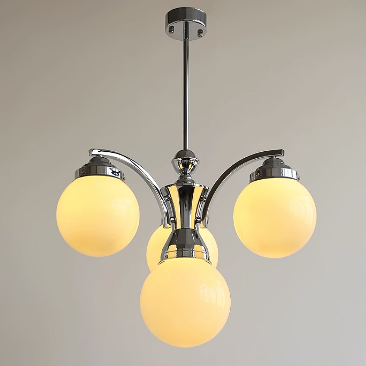 Modern Glass Globe Chandelier  Pink Spheres With Chrome Finish - Product detail 12