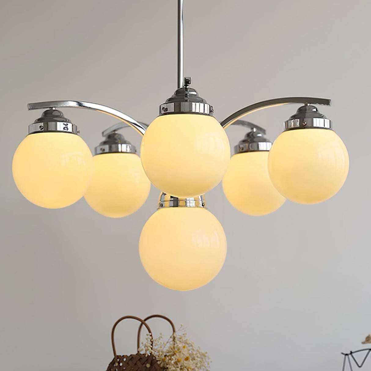 Modern Glass Globe Chandelier  Pink Spheres With Chrome Finish - Product detail 15