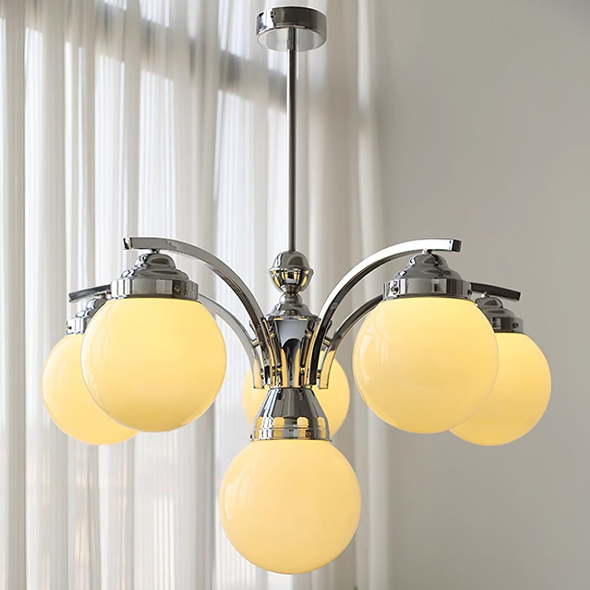 Modern Glass Globe Chandelier  Pink Spheres With Chrome Finish - Product detail 17