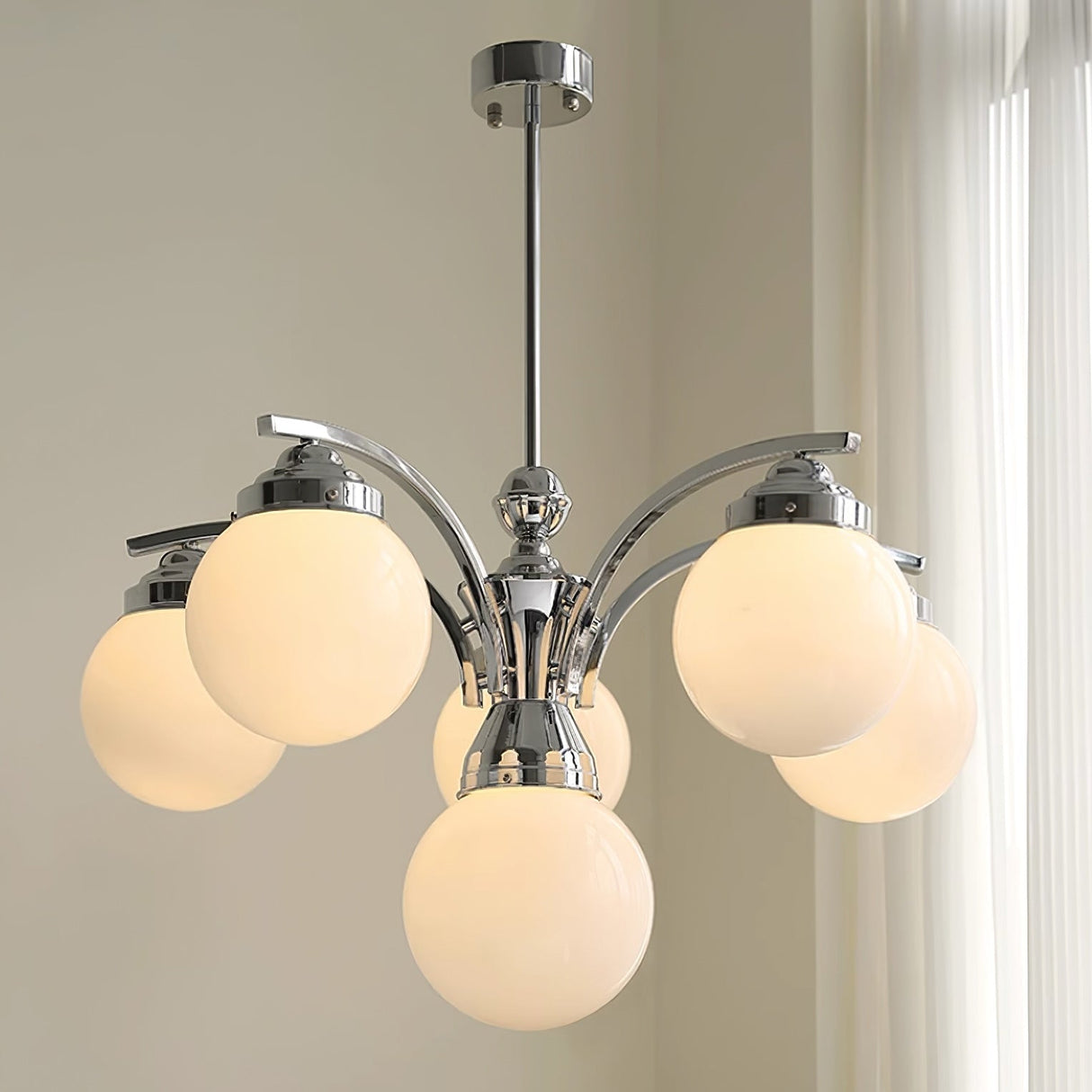 Modern Glass Globe Chandelier  Pink Spheres With Chrome Finish - Product detail 11