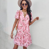 Floral Summer Mini Dress  V-Neck Tiered Design - Product detail 10