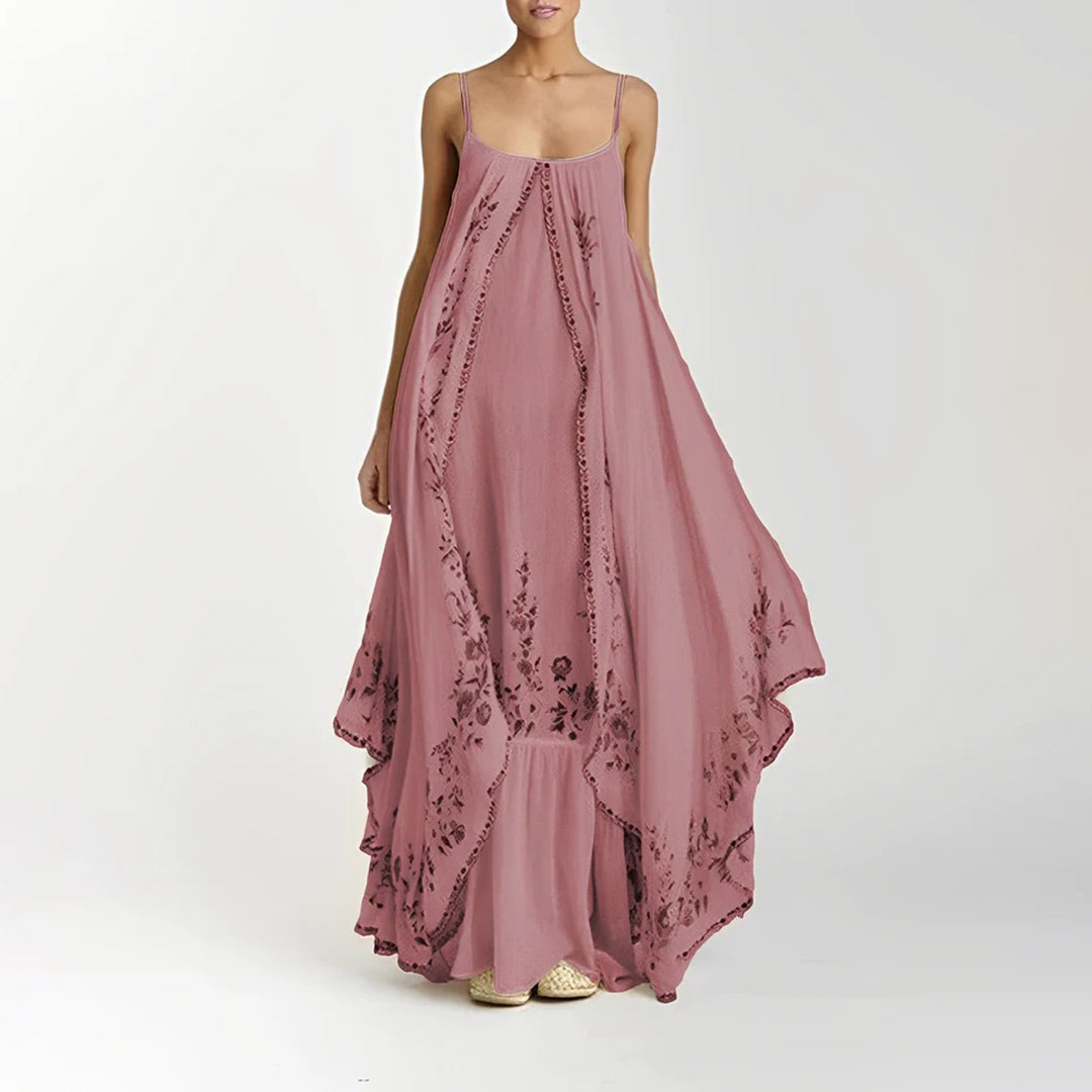 Floral Maxi Dress  Vintage Embroidered Cotton Design - Product example