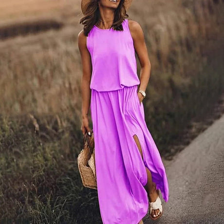 Casual Maxi Dress  Sleeveless Split Design with Pockets - Product detail 13