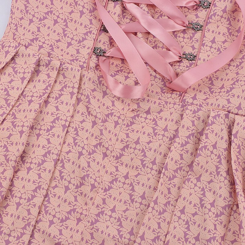 Traditional Dirndl Dress  Pink Floral Embroidered With White Blouse - Product detail 7
