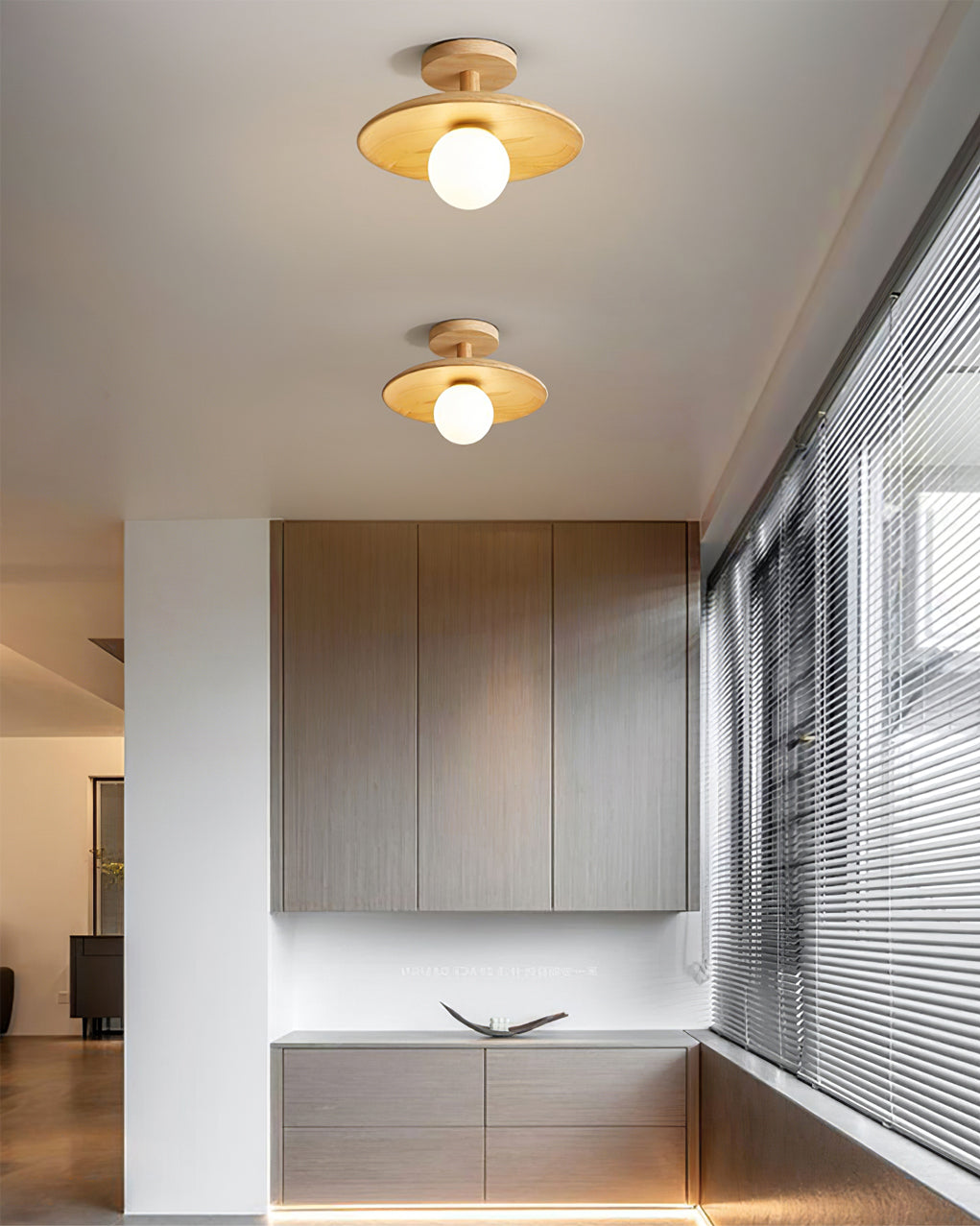 Modern Wood Ceiling Light  Natural Ash Globe Design - Product detail 13