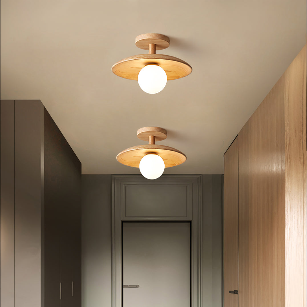 Modern Wood Ceiling Light  Natural Ash Globe Design - Product detail 16