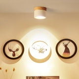 Nordic Ceiling Spotlight  Wood and White Metal Design - Detailed view