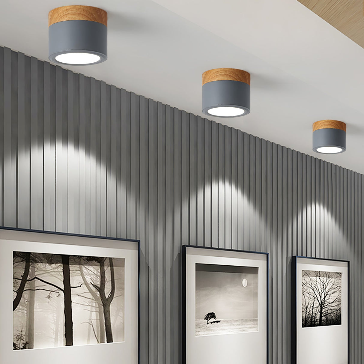 Nordic Ceiling Spotlight  Wood and White Metal Design - Product detail 4