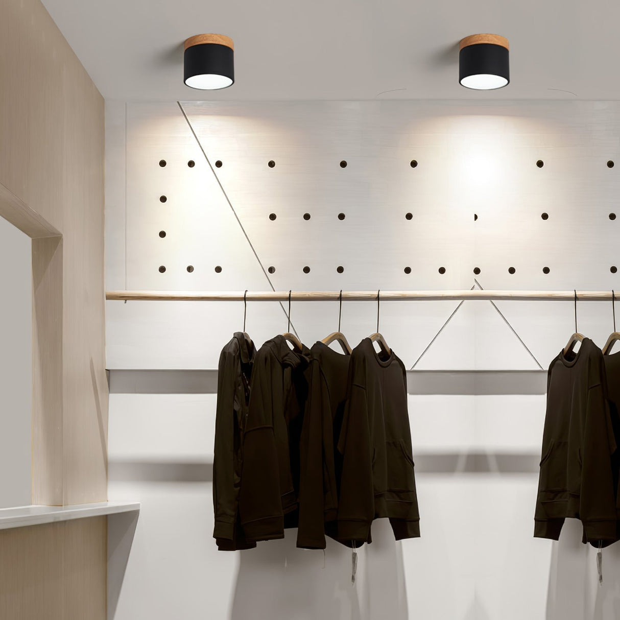 Nordic Ceiling Spotlight  Wood and White Metal Design - Product detail 14