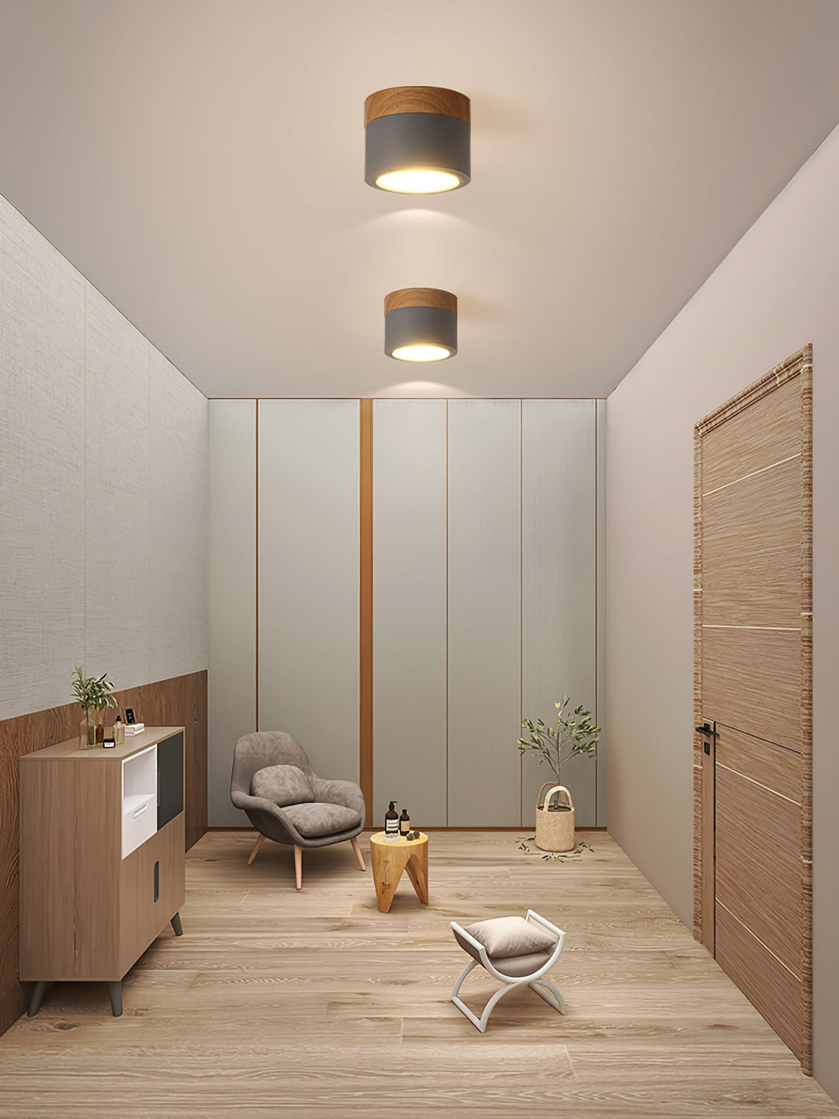Nordic Ceiling Spotlight  Wood and White Metal Design - Product detail 16