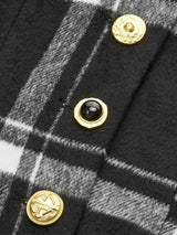 Plaid Wool Blend Trench Coat  Black  White Check Pattern with Belt - Product detail 7
