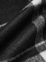 Plaid Wool Blend Trench Coat  Black  White Check Pattern with Belt - Product detail 9